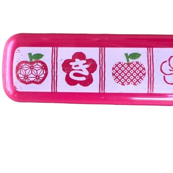Japan Sanrio Hello Kitty Apple Reusable Chopsticks and Case 2008 Kawaii Cute GUC - Picture 4 of 13